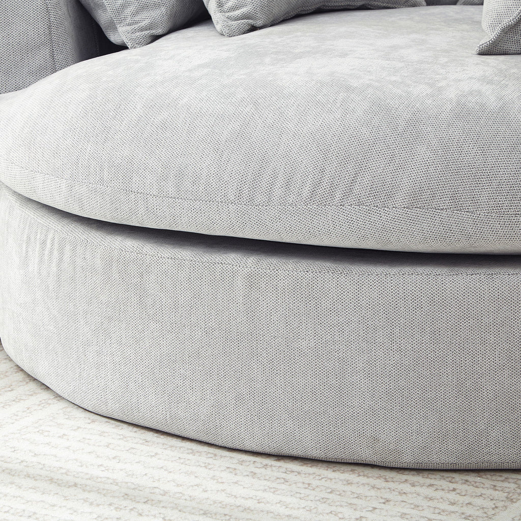 Modern Round Chaise Sofa With 8 Throw Pillows