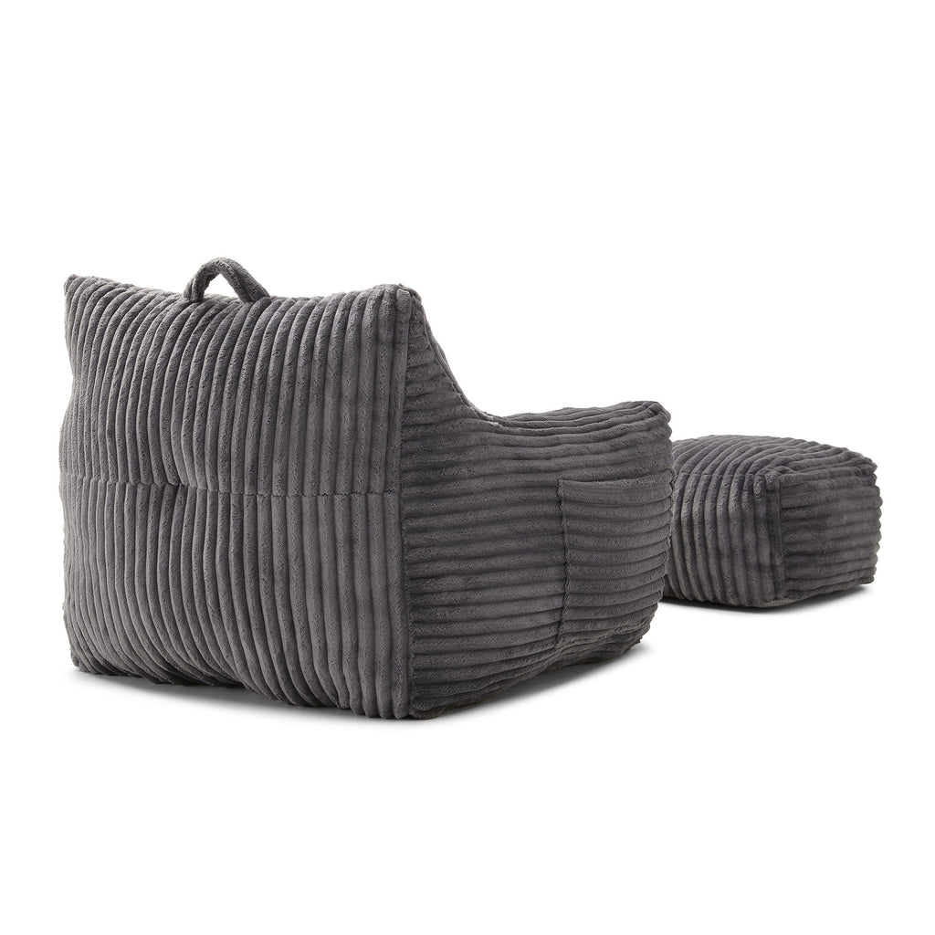 Giant Bean Bag Chair With Armrests And Footstool