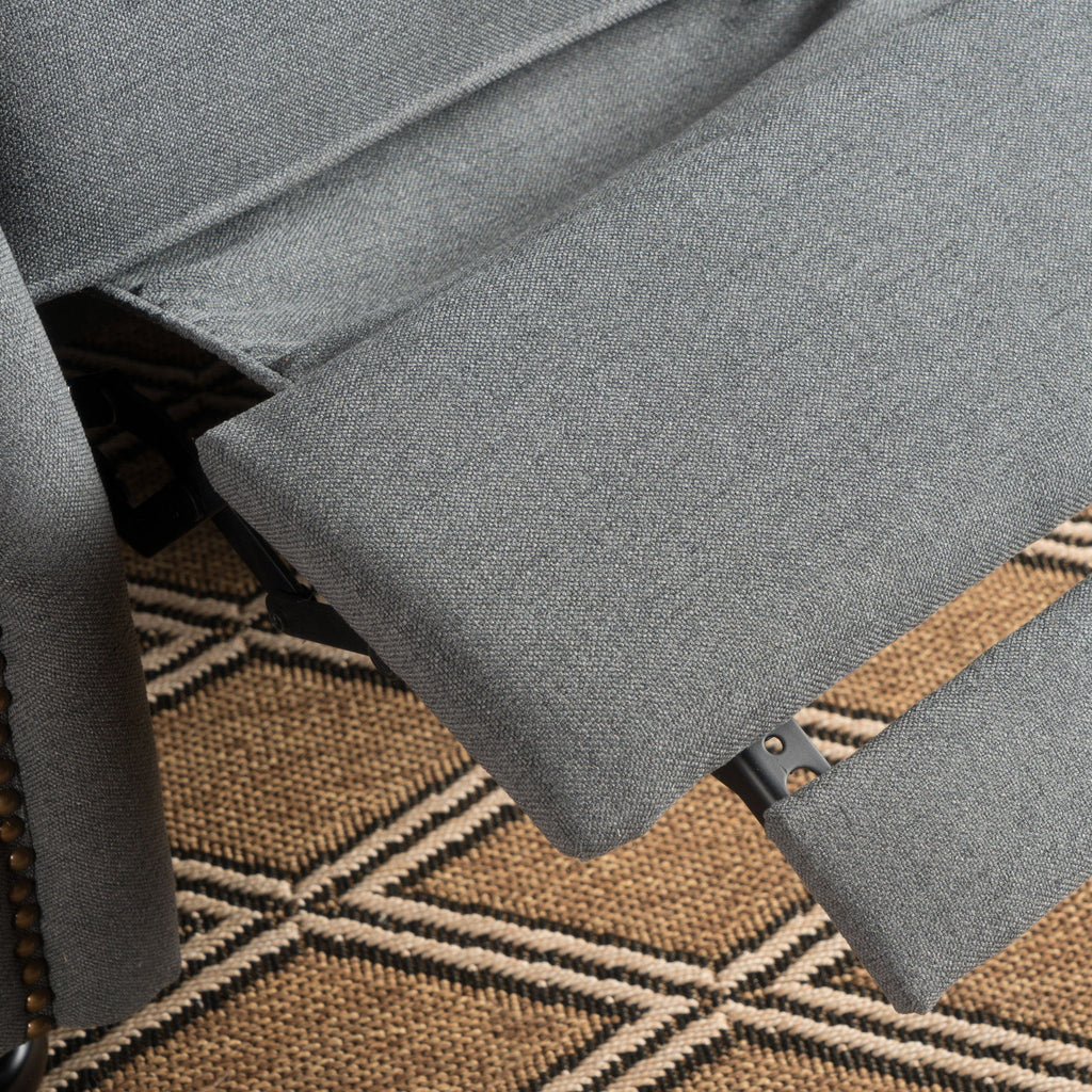 Accented Push Back Recliner Chair With Rolled Arms, Enjoy Cocooning Comfort
