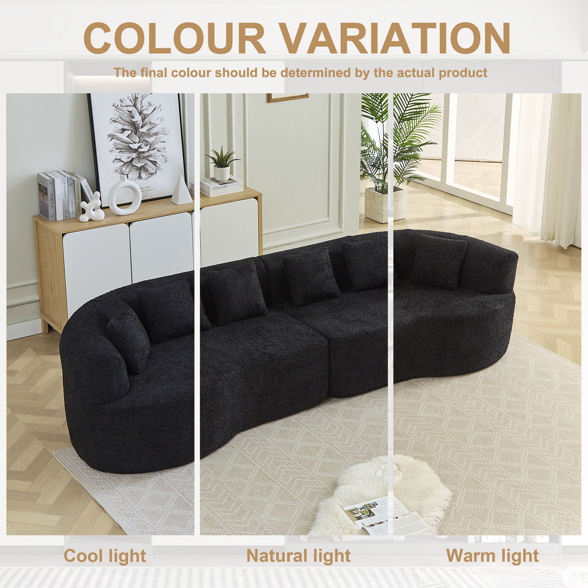 Curved Sectional Sofa With 6 Pillows