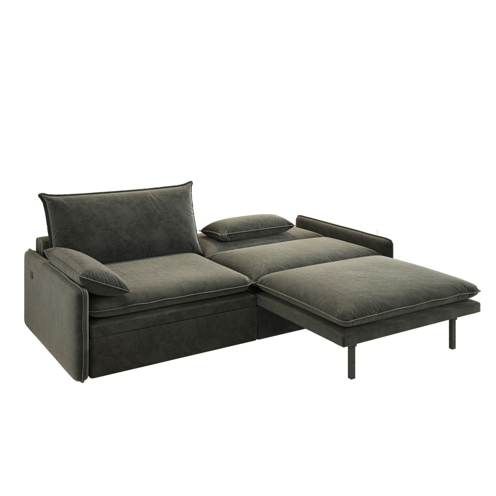 4 Seat Convertible Sleeper Sofa Bed, Modern With Storage