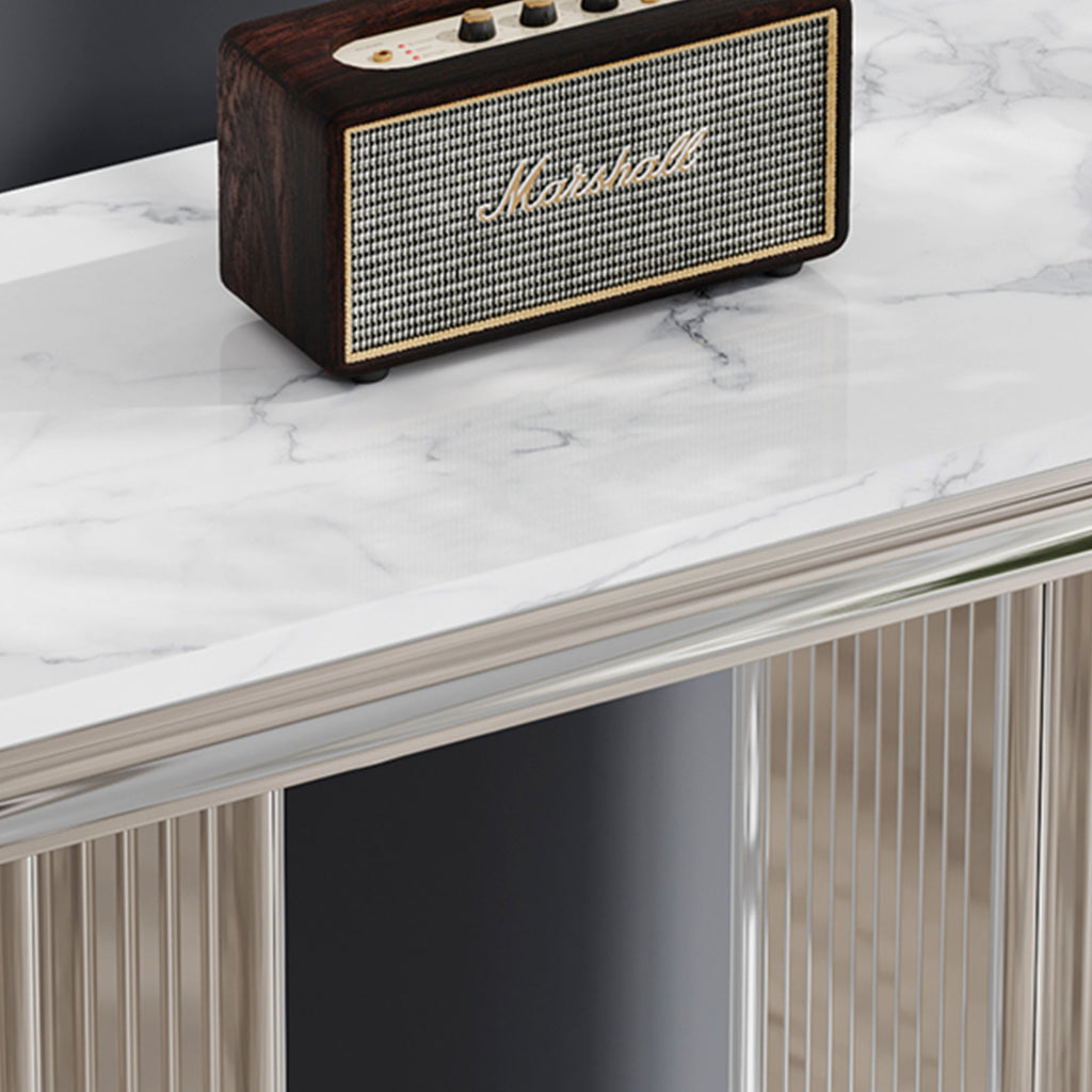 Printed Top Rectangular Console Table, Base With Mirrored Finish