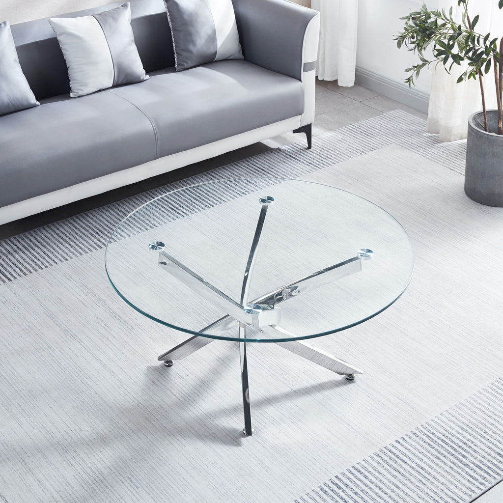 Modern Round Tempered Glass Table With Legs