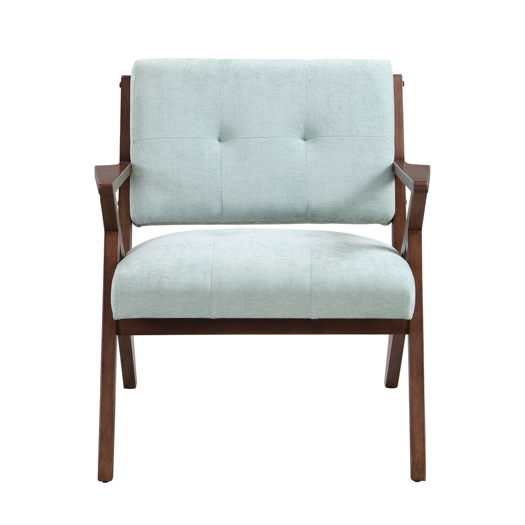 Modern Accent Chair With Plush Cushions, Angled Arm Design - Green