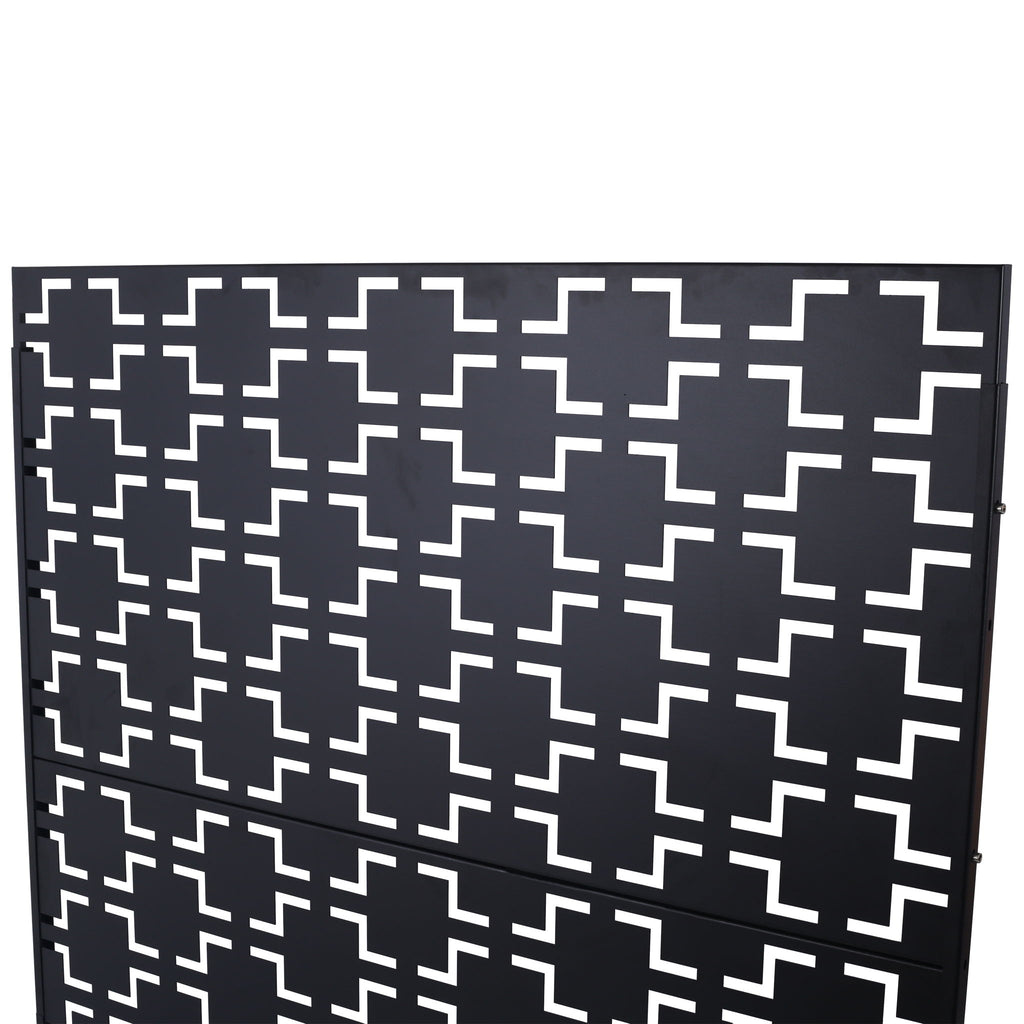 Outdoor / Indoor Privacy Screen Metal Privacy Screen, Freestanding Decorative Privacy Screen For Deck Balcony Patio - Black