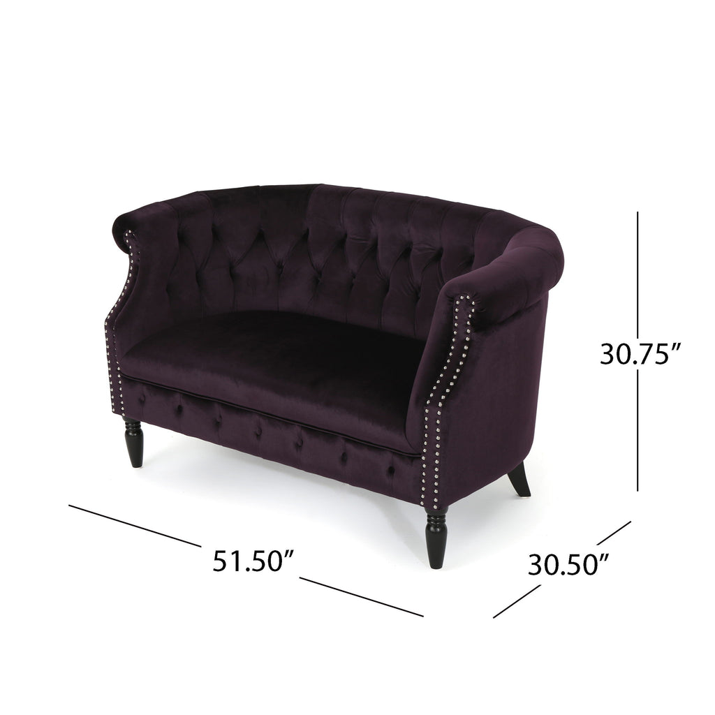 Antique Chesterfield Style Loveseat With Button Tufting
