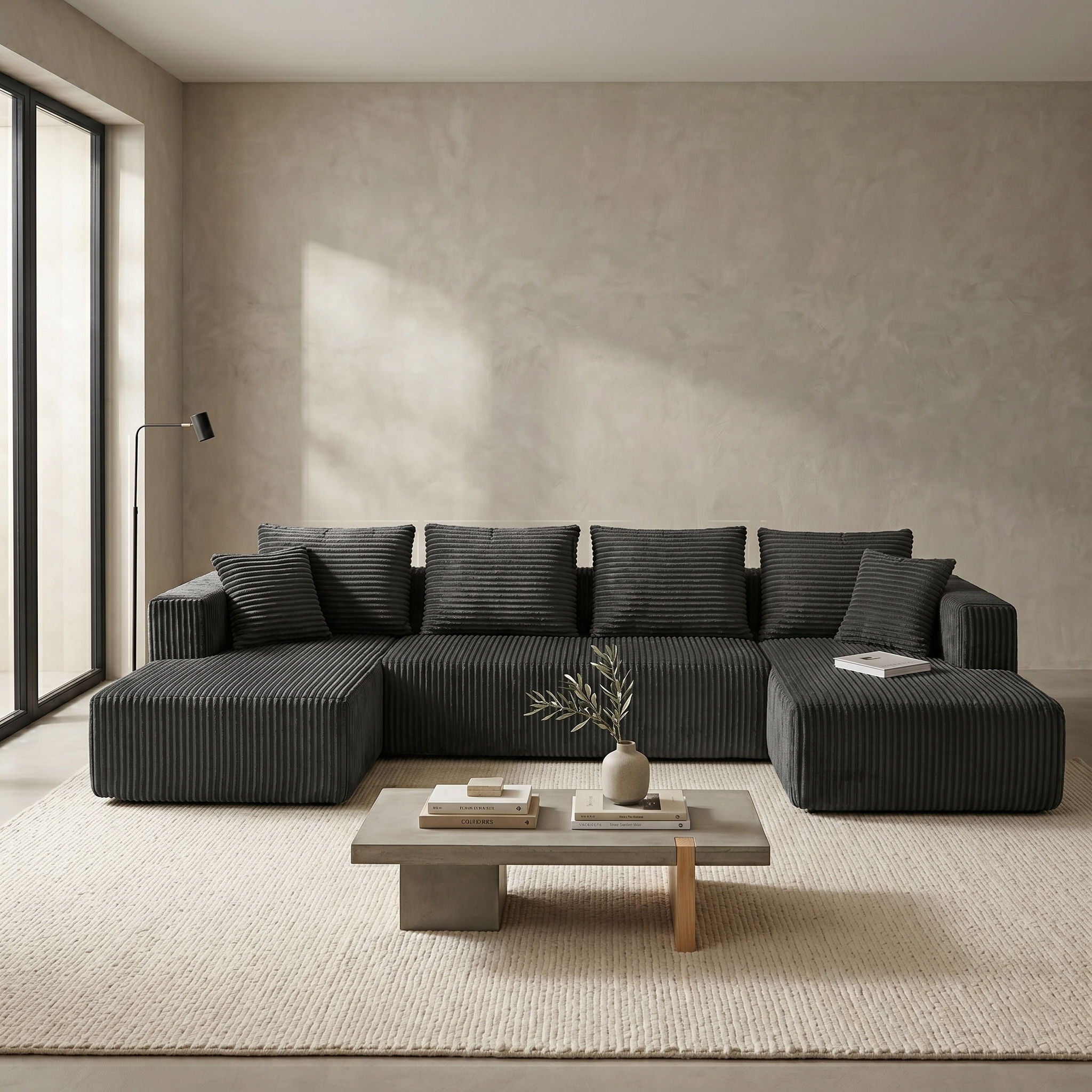 U-Shaped Modular Sectional Sofa With Double Chaise, Oversized Deep Seat For Living Room