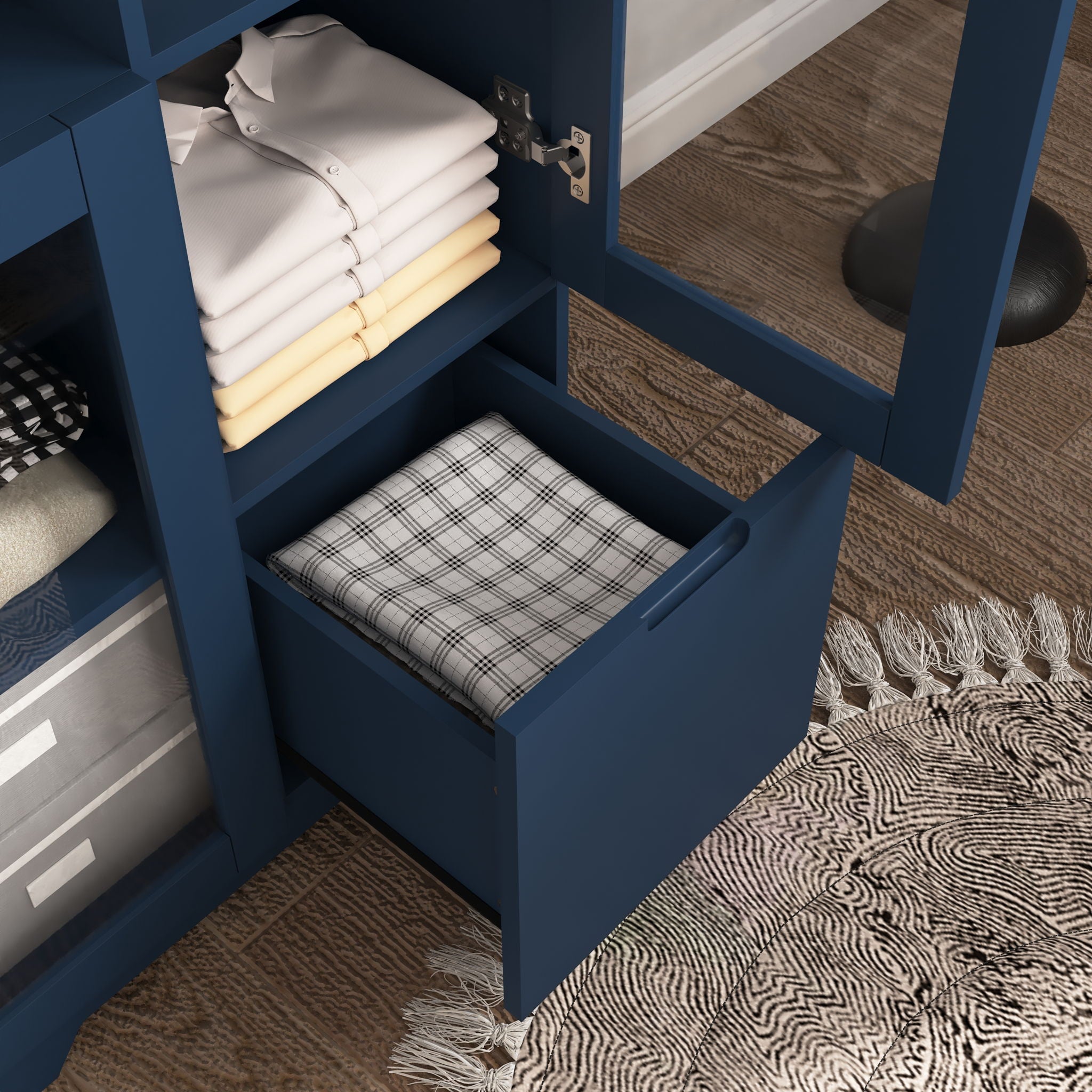 Modern Cabinet With Glass Doors And Drawer