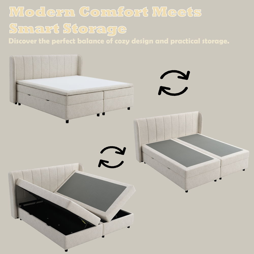 Adonia - Queen Bed With Storage - Beige