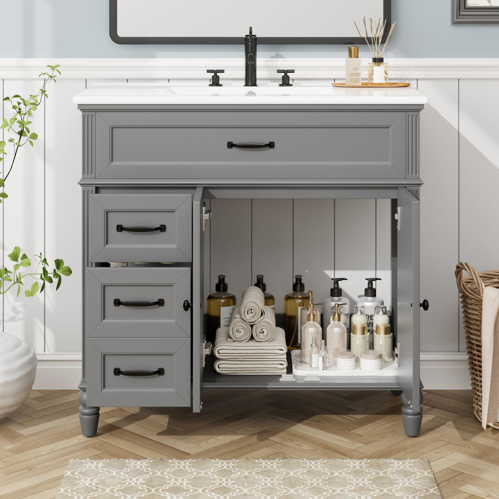 Bathroom Vanity With Sink, Freestanding Cabinet & Drawers