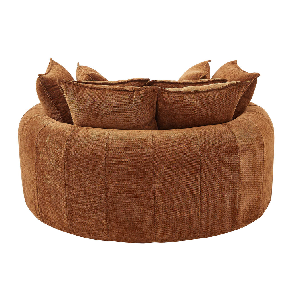 Modern Round Chaise Sofa With 8 Throw Pillows