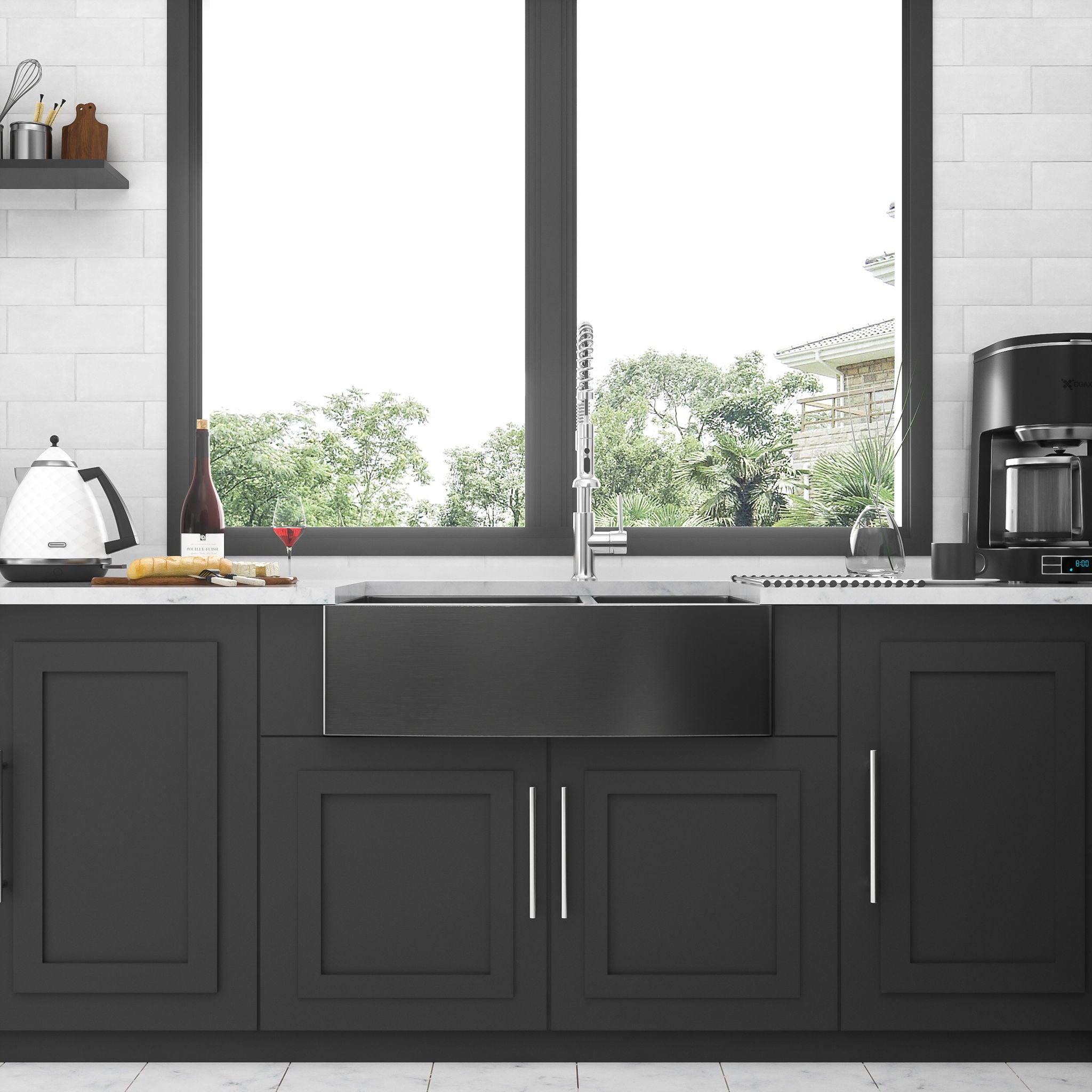 Double Bowl Farmhouse Sink, Stainless Steel Apron Front