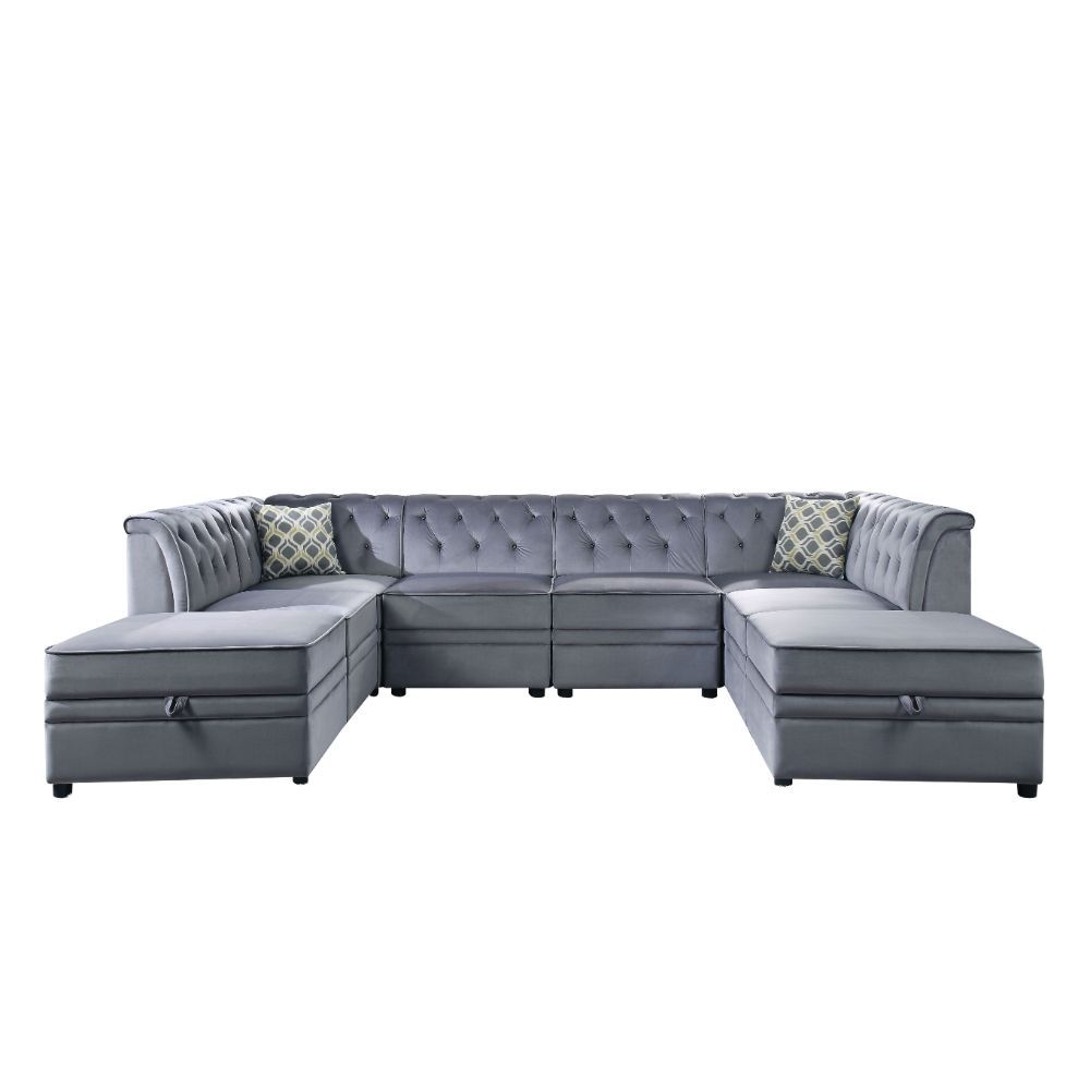 Bois II - Modular Armless Chair - Gray Velvet