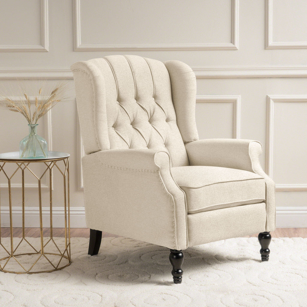 Armchair Recliner With Pushback Mechanism And Wingback Design