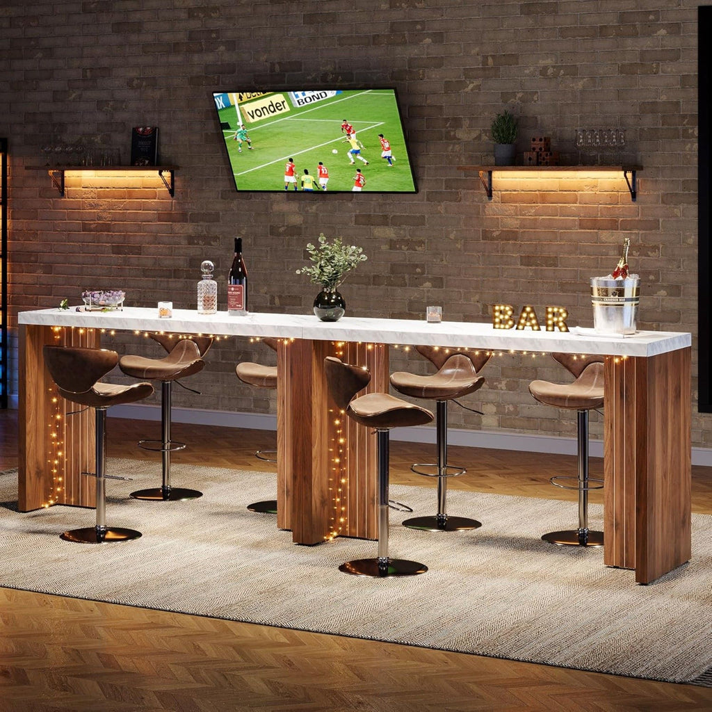 Home Bar Height Table For Kitchen - Brown / White