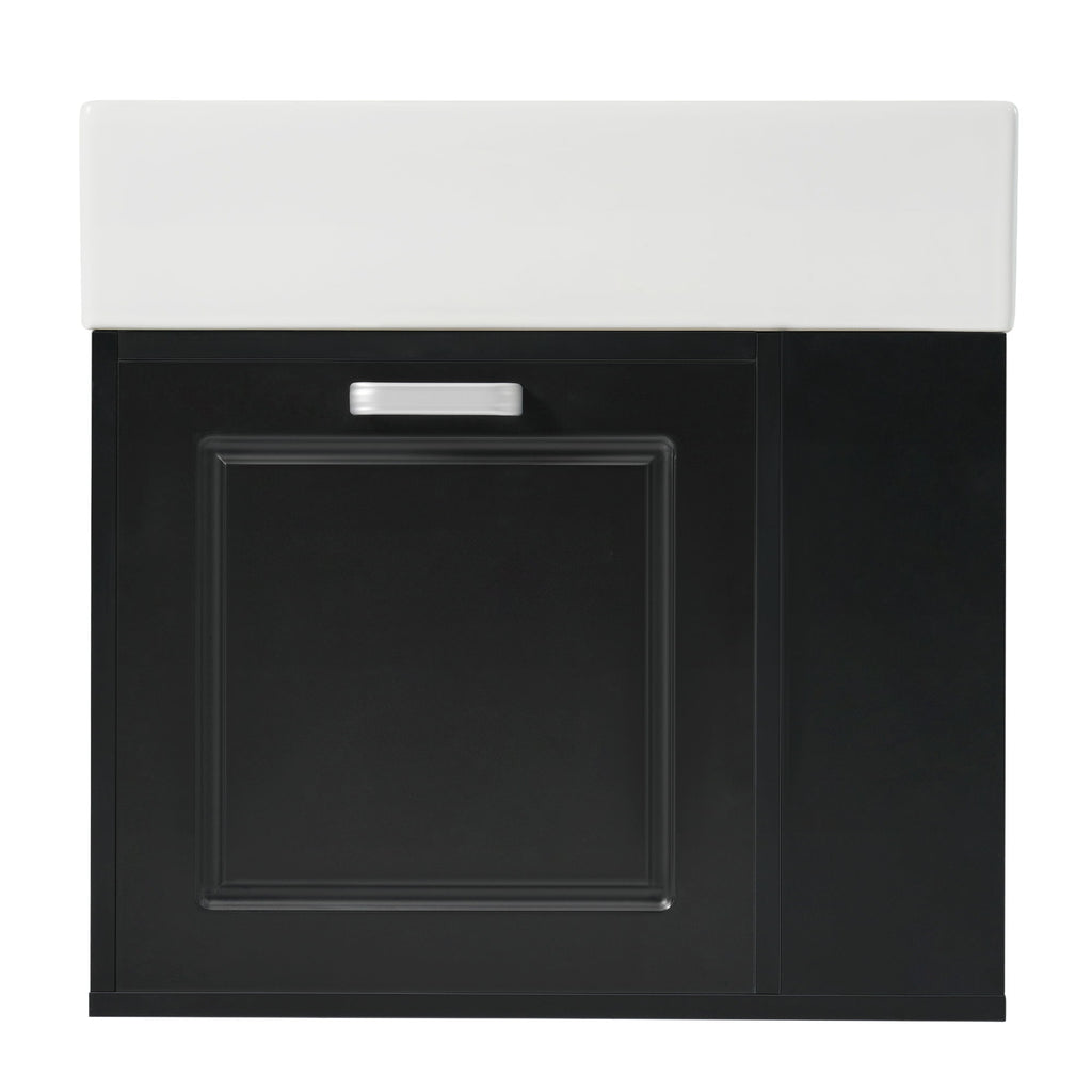 Modern Wall Mounted Bathroom Vanity With Sink, Soft Close Drawer, Adjustable Shelf, Toilet Paper Holder