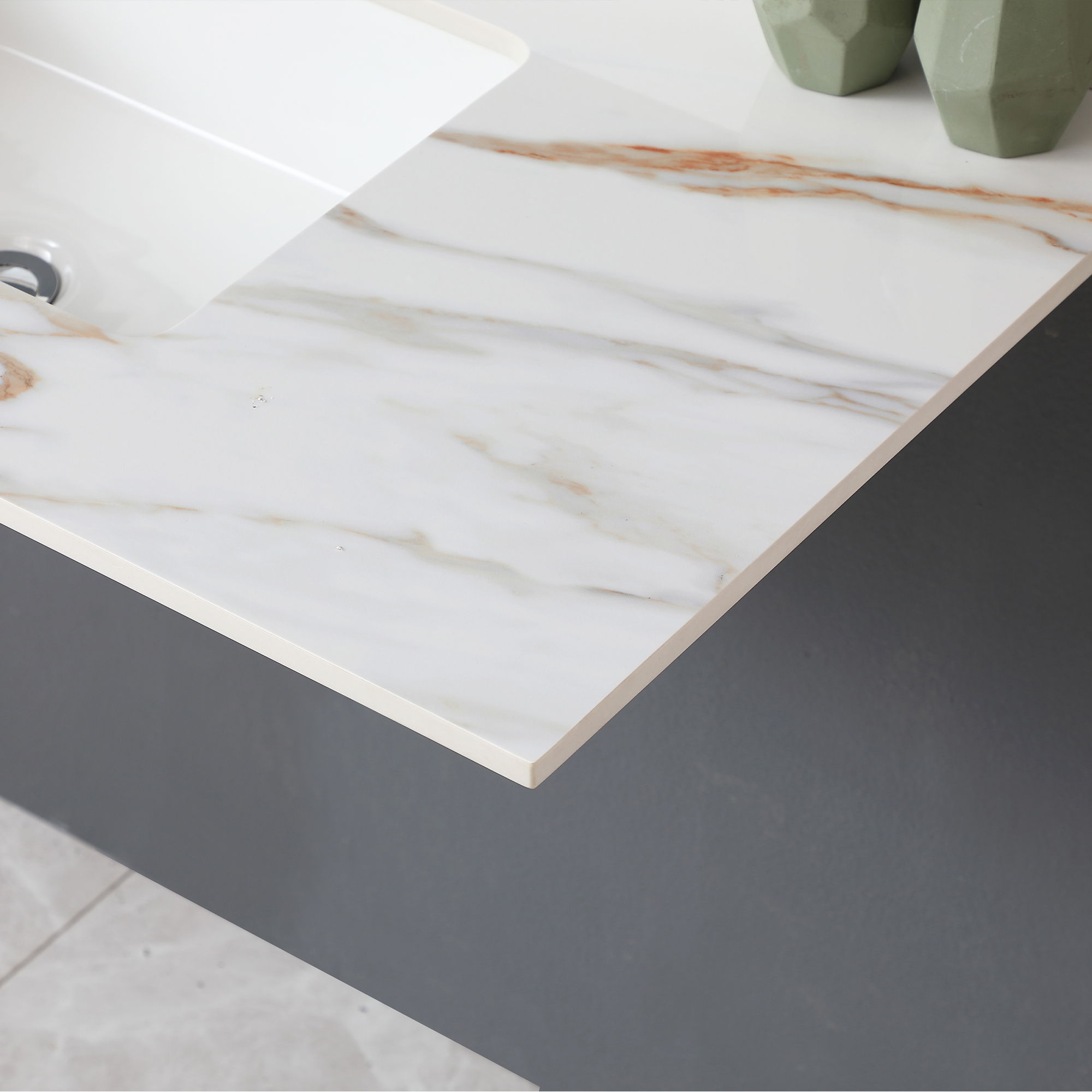 Vanity Top With Undermount Sink And Backsplash, Sintered Stone