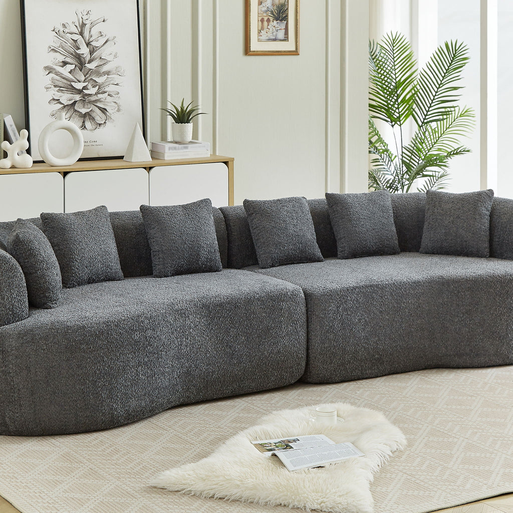 Curved Sectional Sofa With 6 Pillows