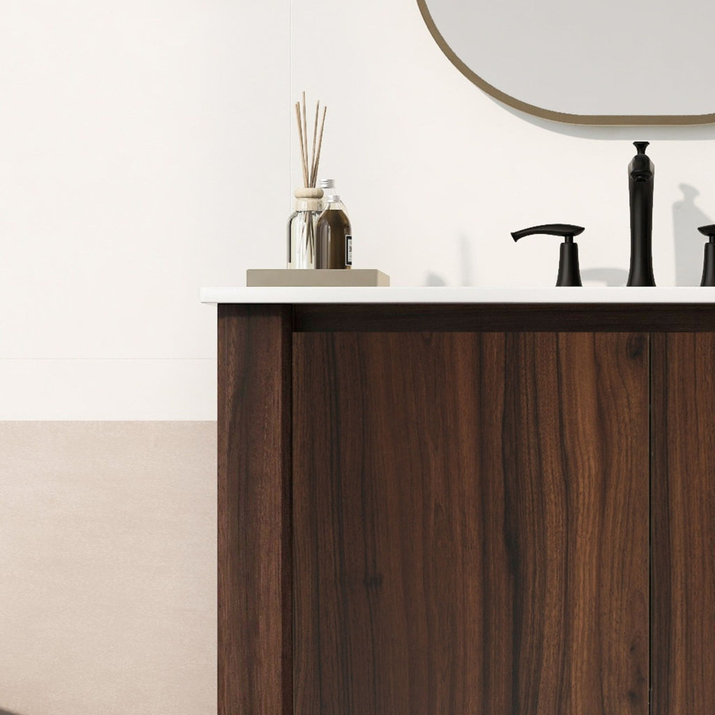 Modern Bathroom Vanity With Rectangle Ceramic Sink, Soft Closing Doors