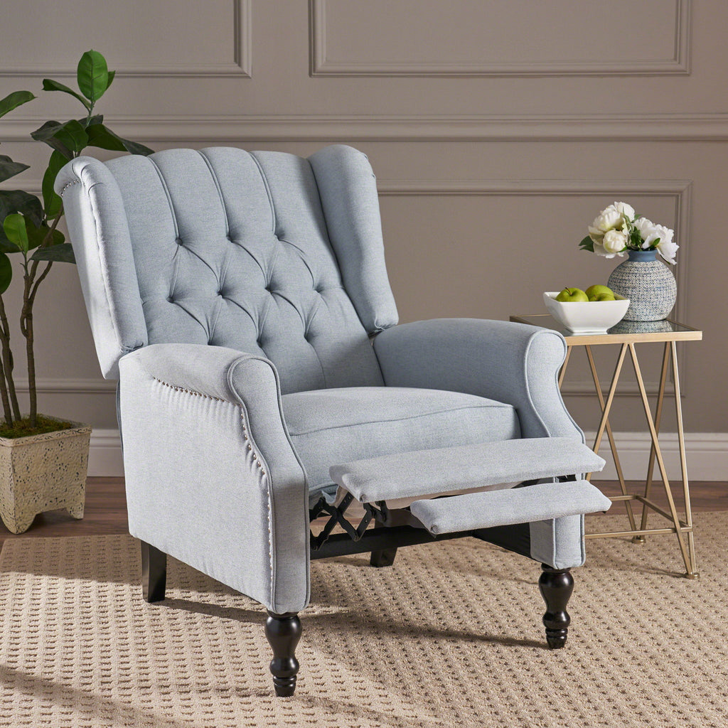 Armchair Recliner With Pushback Mechanism And Wingback Design
