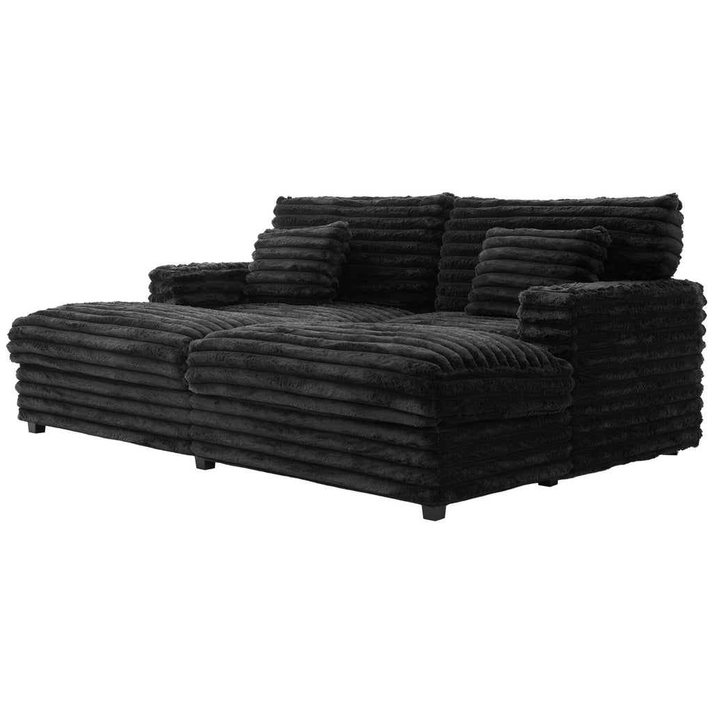 Oversized Double Chaise Lounge Sofa Bed With USB Ports And Cup Holders