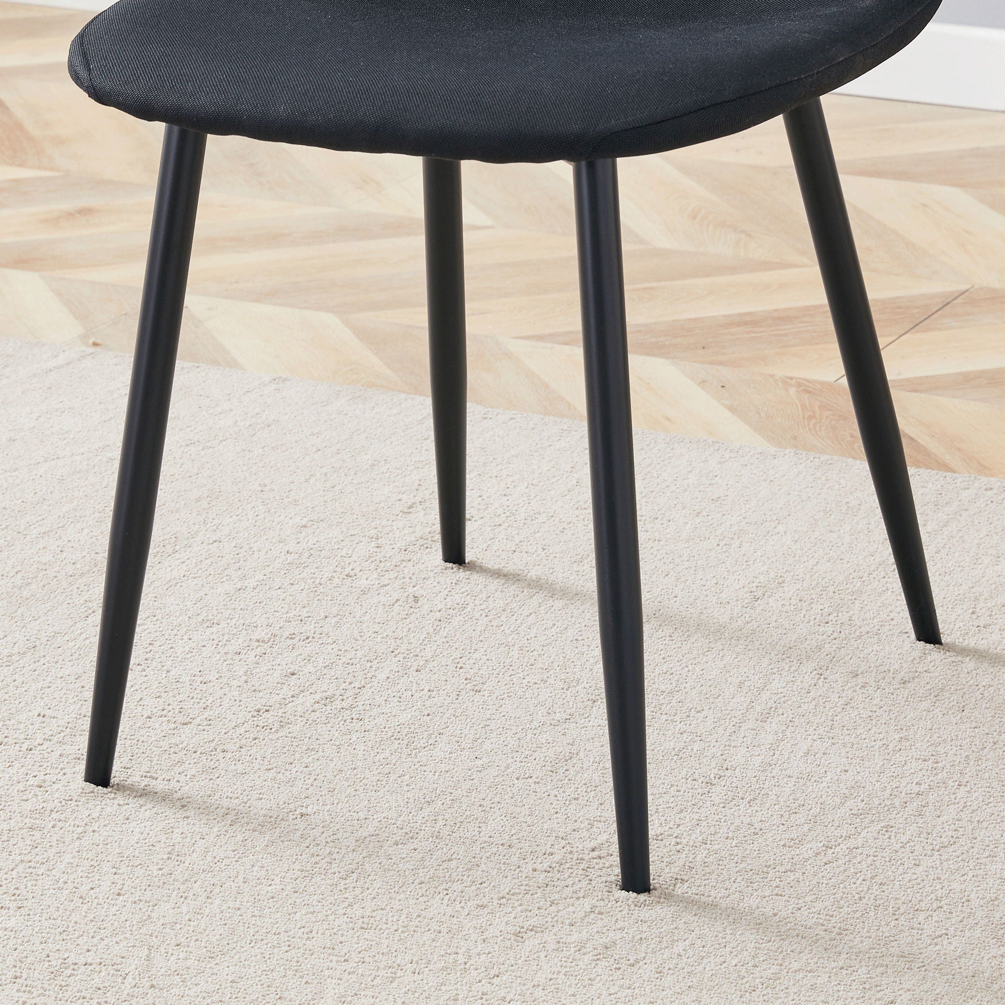 Modern Medieval Style Cushioned Side Chairs Set With Metal Legs For Kitchens