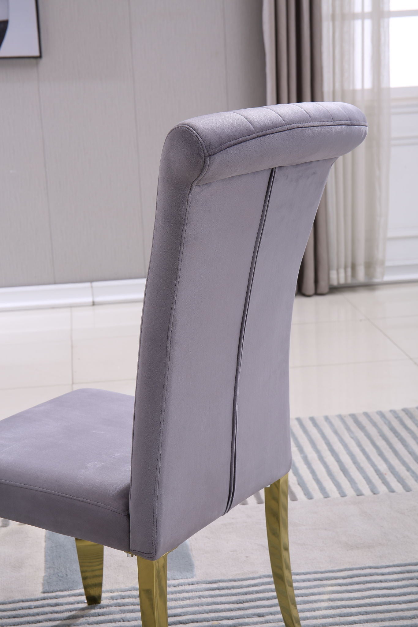 Upholstered Accent Armless Chairs With Stripe Backrest (Set of 2)