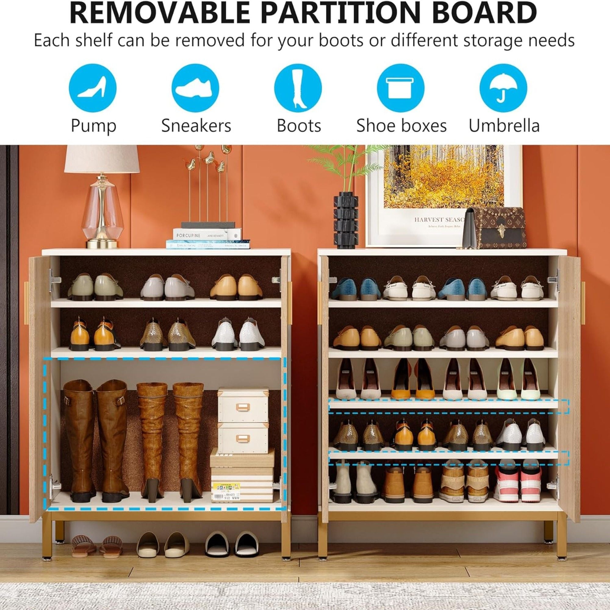 Shoe Cabinet With Doors, 5 Tiers Shoe Storage Organizer