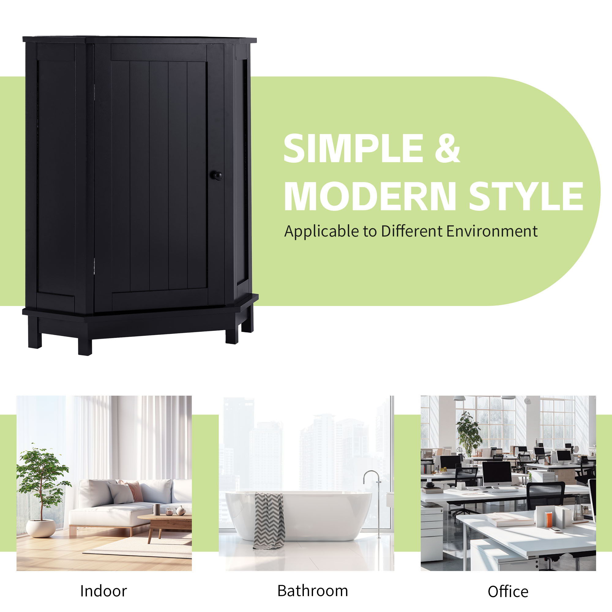Bathroom Cabinet Triangle Corner Storage Cabinet With Adjustable Shelf Modern Style
