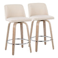Toriano - Contemporary Fixed Height Counter Stool With Swivel & Round Footrest Modern Design (Set of 2)