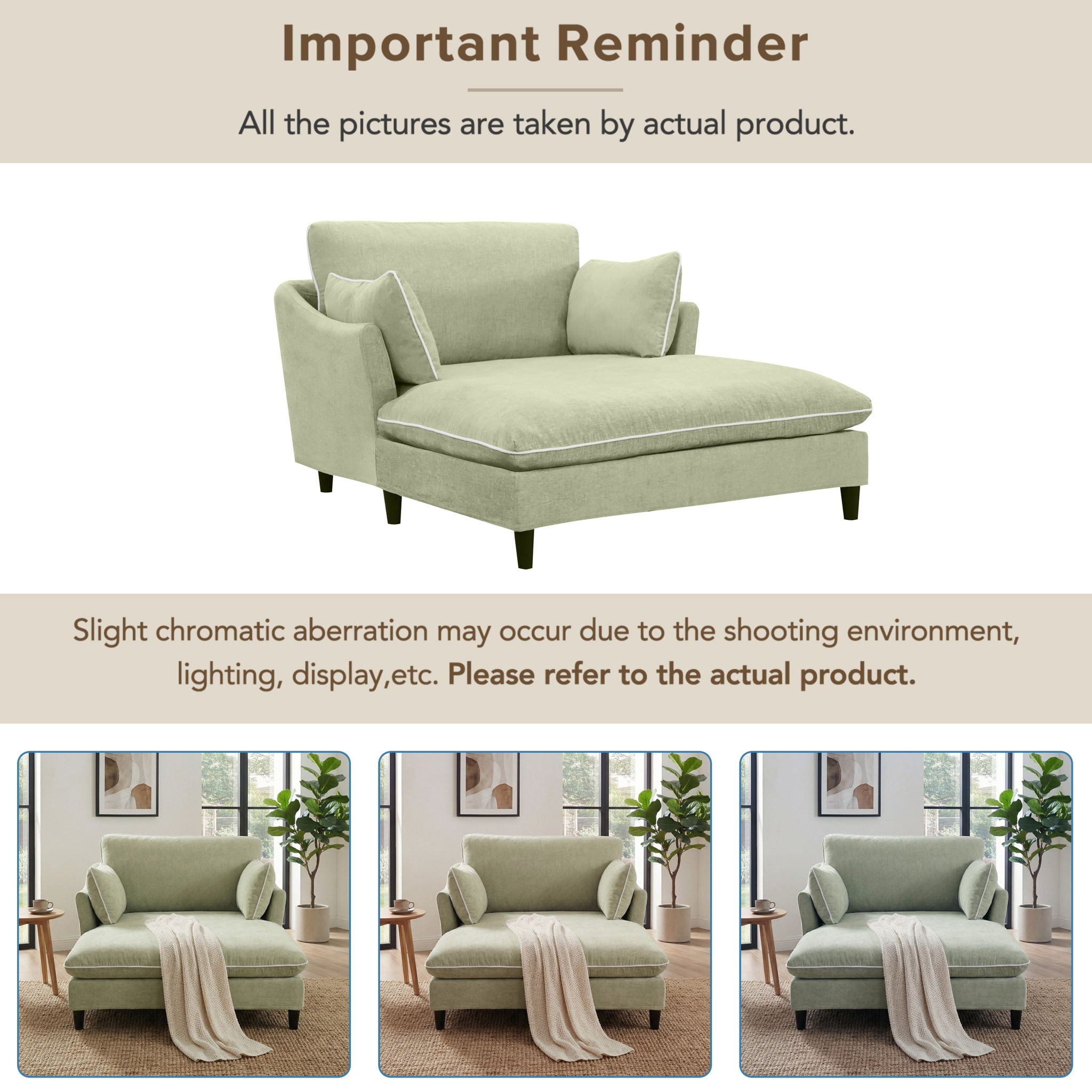 Modern Chaise Lounge Couch Sofa Bed With Pillows