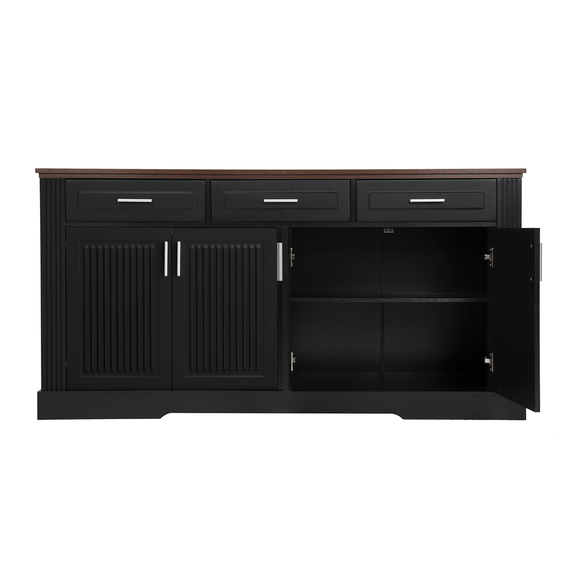 Fluted Sideboard Buffet Cabinet With 4 Doors And 3 Drawers
