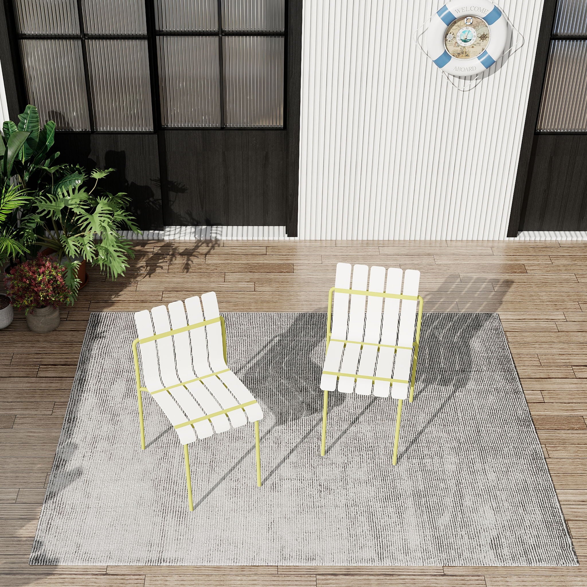 4 Piece Set Of Modern Color Block Designed Single Chairs