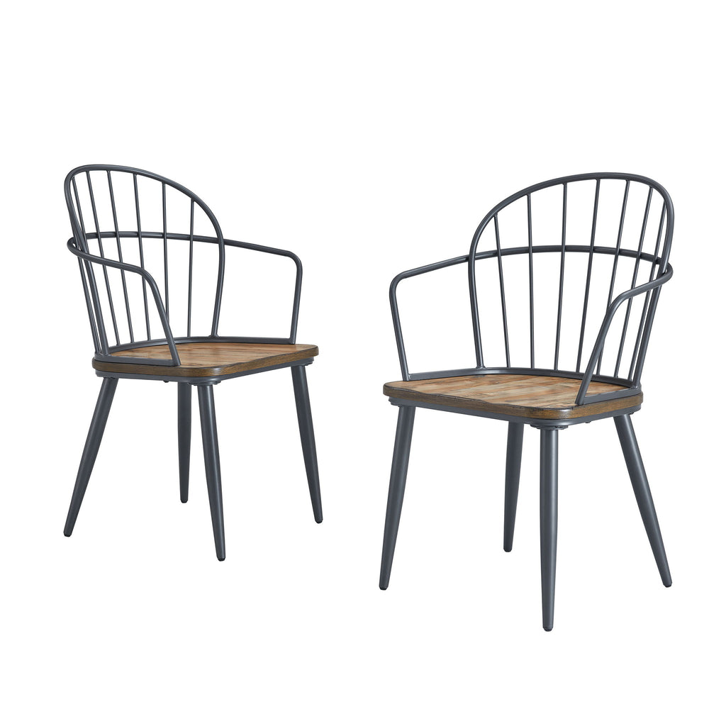 Contemporary Indoor Dining Set With Metal Legs, Birch, And Metal - Black / Natural