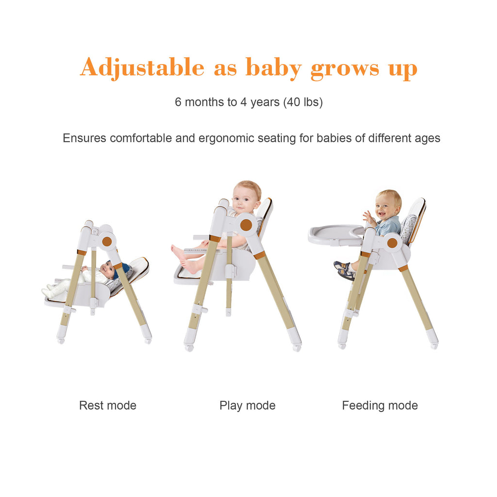 Convertible Baby High Chair To Rocker With 5 Point Harness