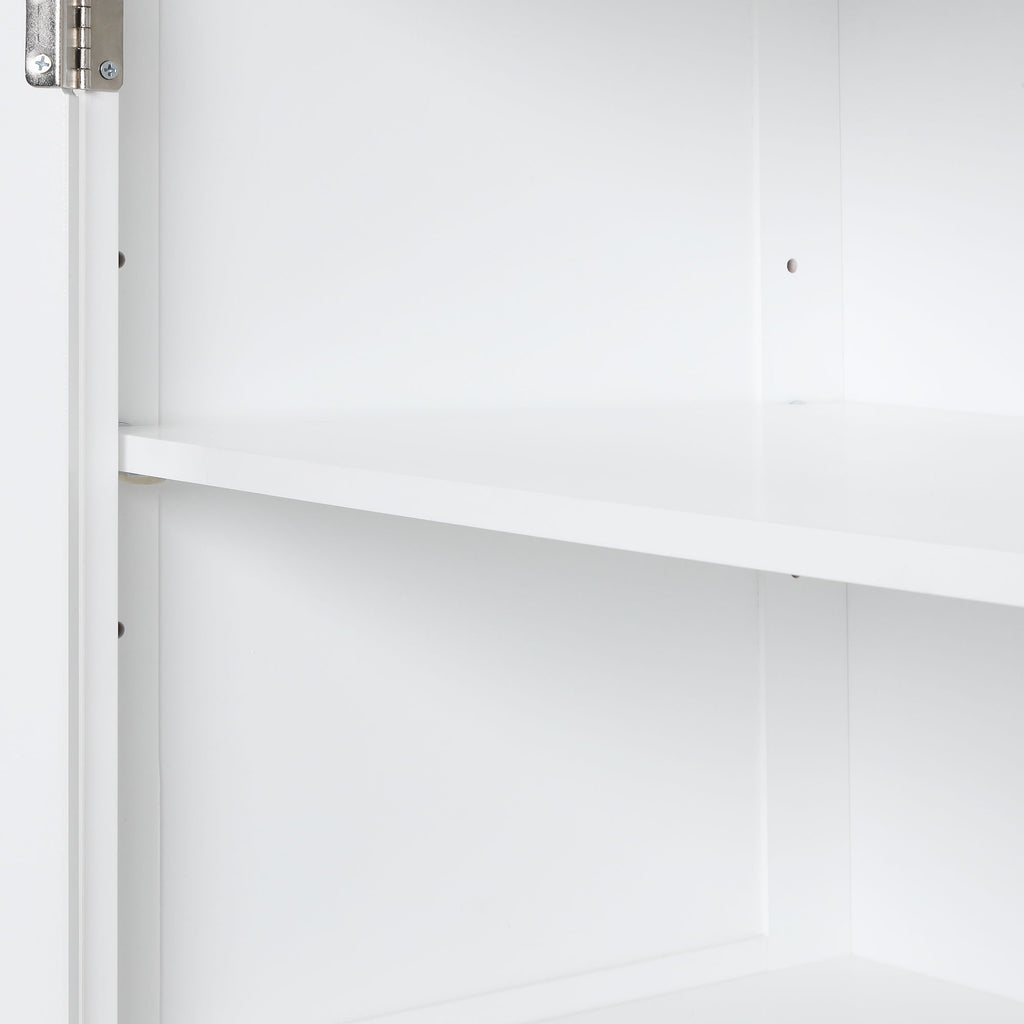 Tall Freestanding Bathroom Storage Cabinet With 2 Drawers And Adjustable Shelf