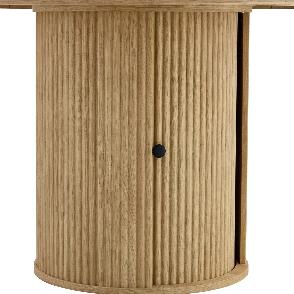 Roman Column Round Dining Table With Double Layer Storage - Wood