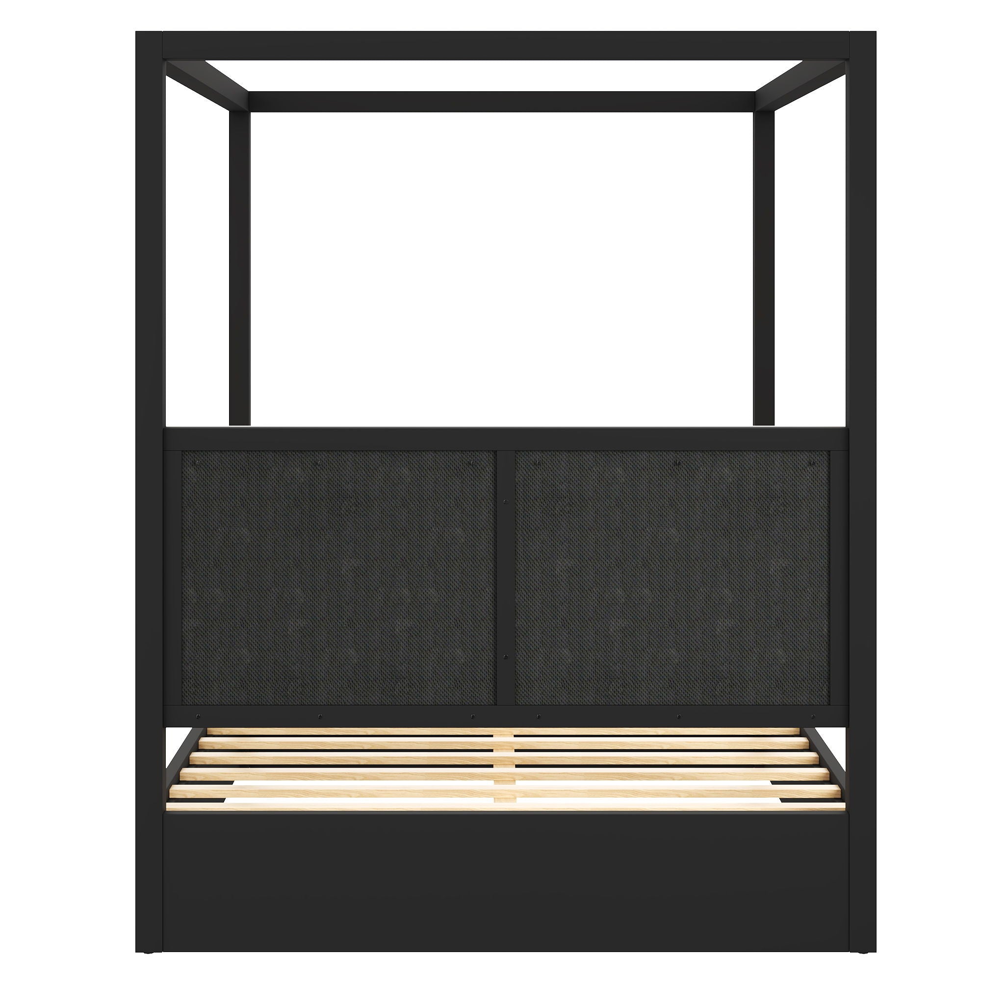 Canopy Platform Bed With Upholstered Headboard