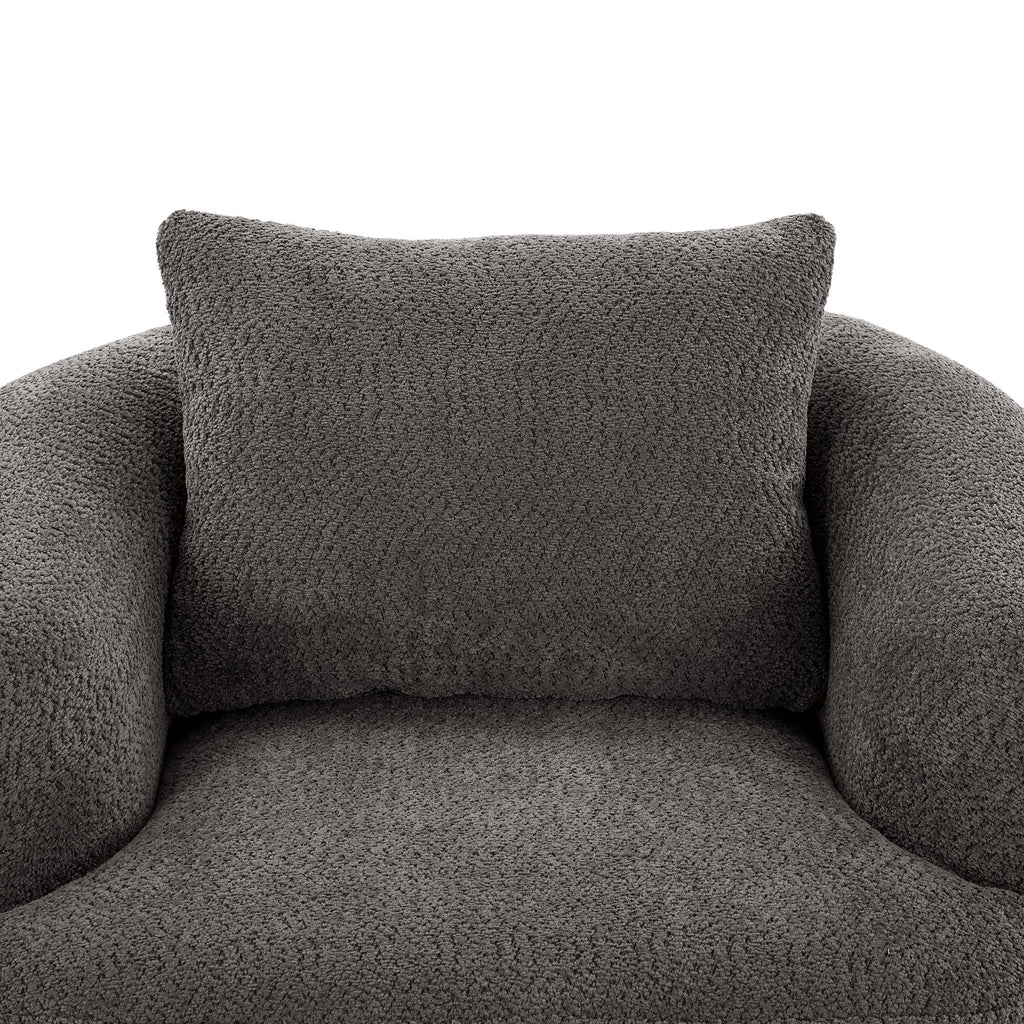 360° Swivel Barrel Sofa Chair With Throw Pillow, Upholstered Accent Chair