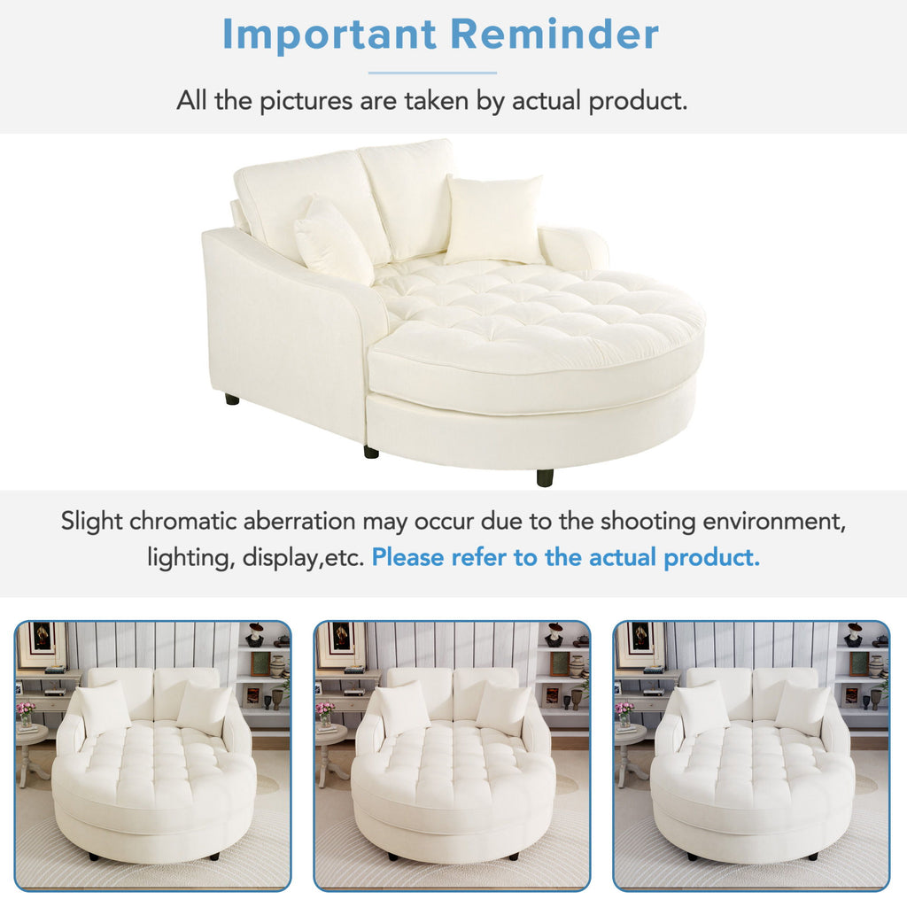 Modern Chaise Lounge Upholstered Sofa Couch With Tufted Seat And Detachable Pillows For Living Room
