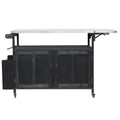 Foldable Outdoor Kitchen Island With Lockable Wheels, Storage Cabinet And Towel Rack For Patio