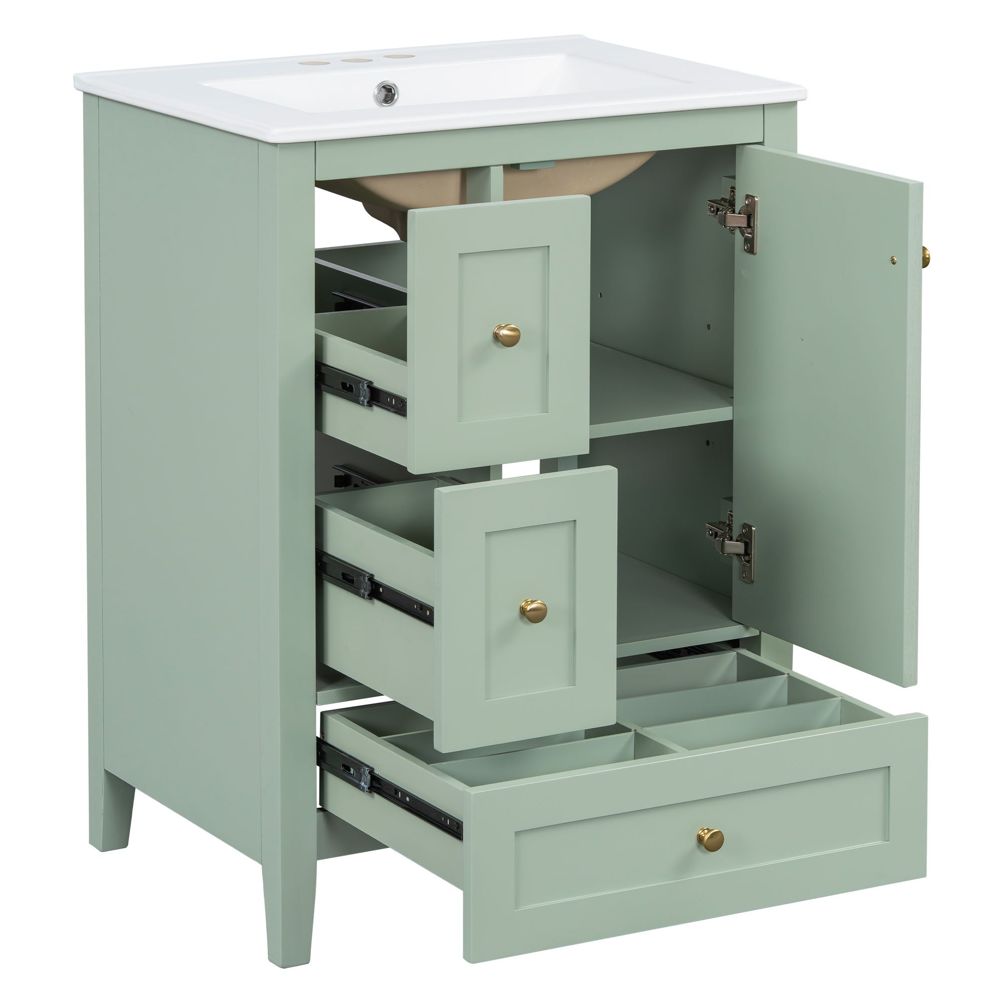 Modern Bathroom Vanity With Storage, Adjustable Shelf