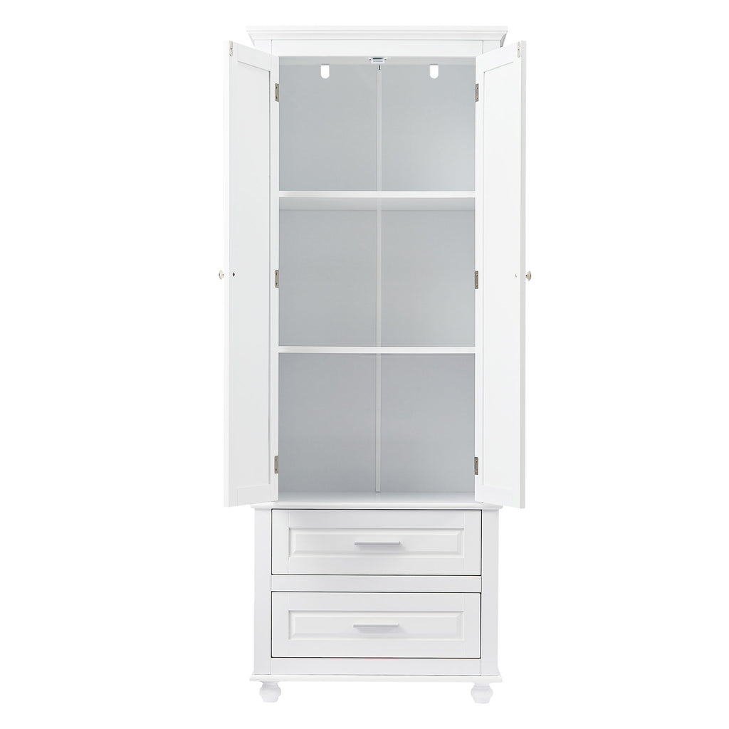 Tall Storage Cabinet With 2 Drawers For Bathroom