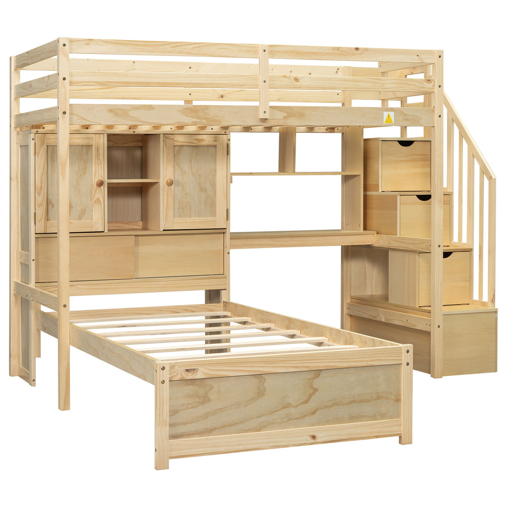 Loft Bed With Built In Desk And Staircase