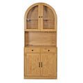 Tall Arched Pantry Cabinet With Charging Station, Adjustable Shelves, Coffee Bar