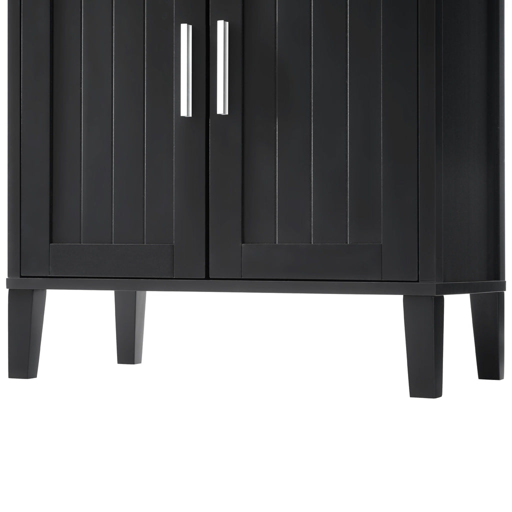 Freestanding Tall Bathroom Cabinet With Soft Close Doors And Adjustable Shelves