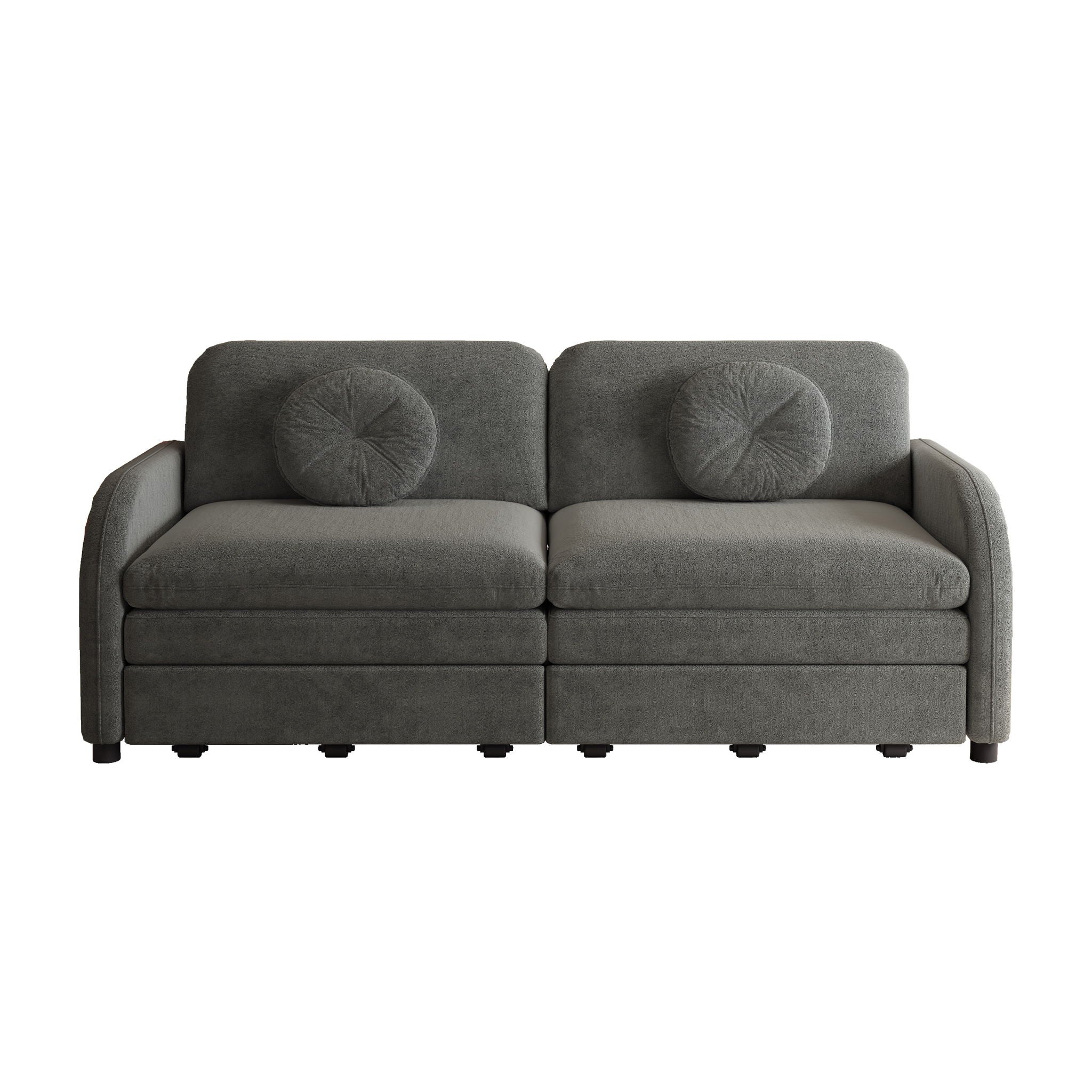 Upholstered Pull Out Couch With Side Pocket & USB Port