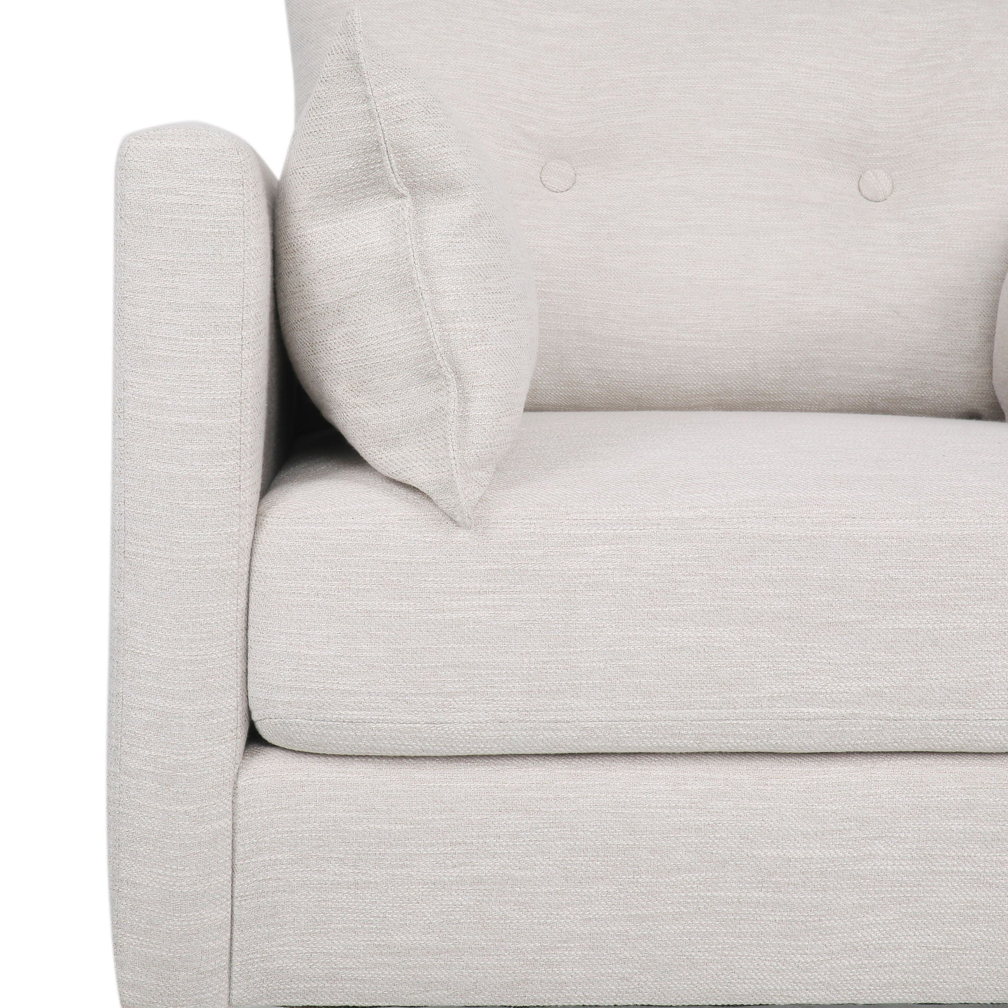Contemporary Fabric Club Chair With Birch Wood Legs - Beige