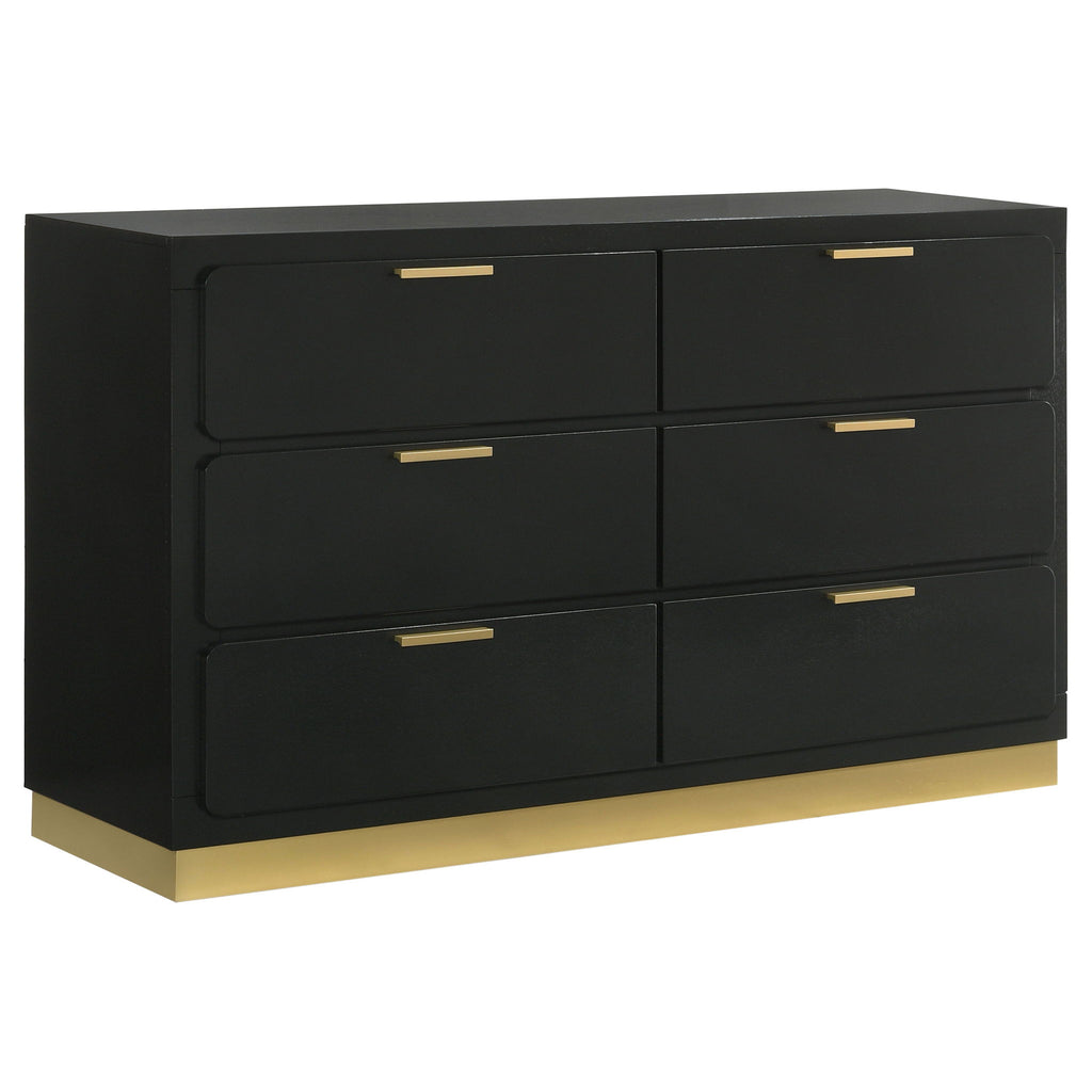 5 Piece California King Bedroom Set With Upholstered Headboard - Black