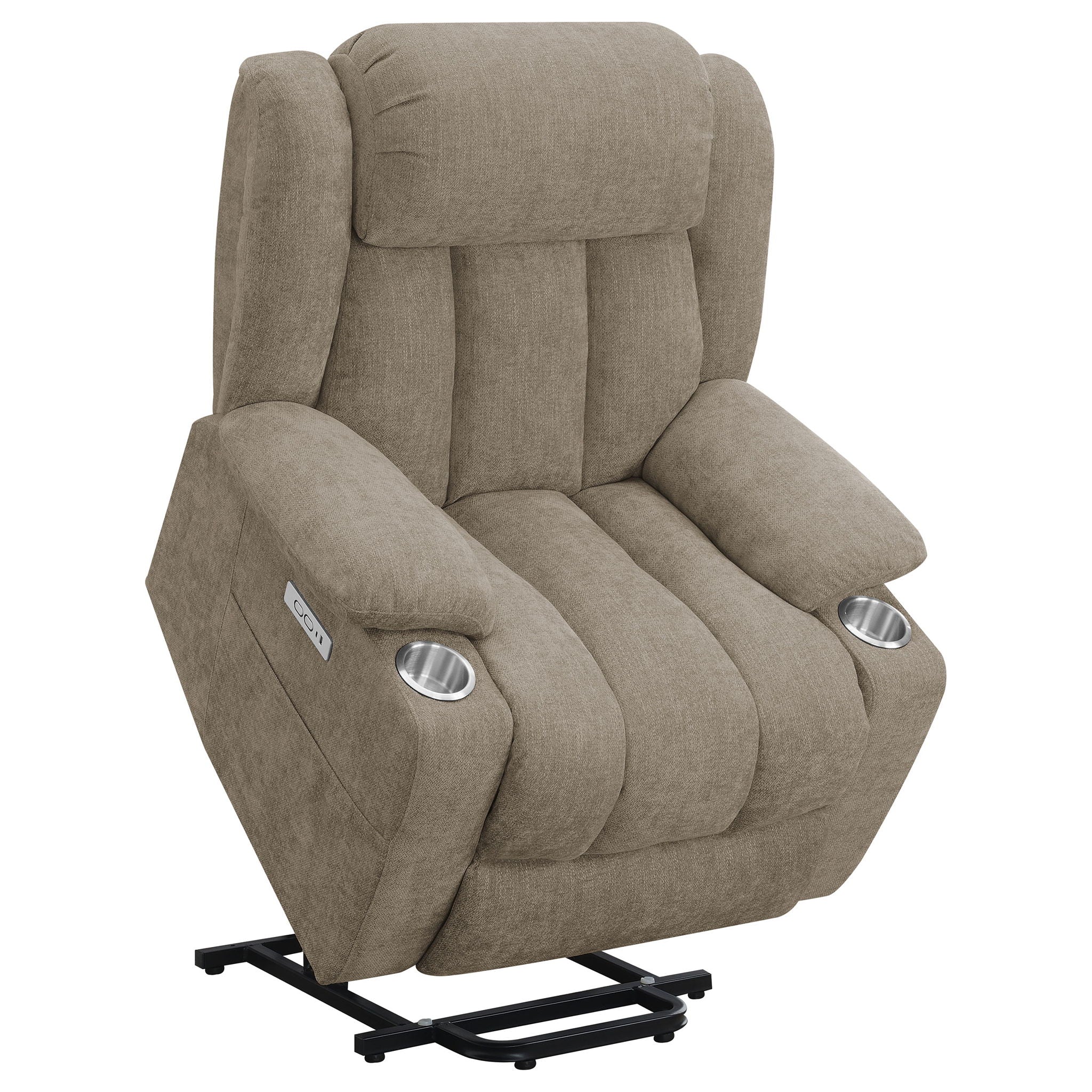 Beca - Upholstered Power Lift Recliner With Cupholders And USB Charging
